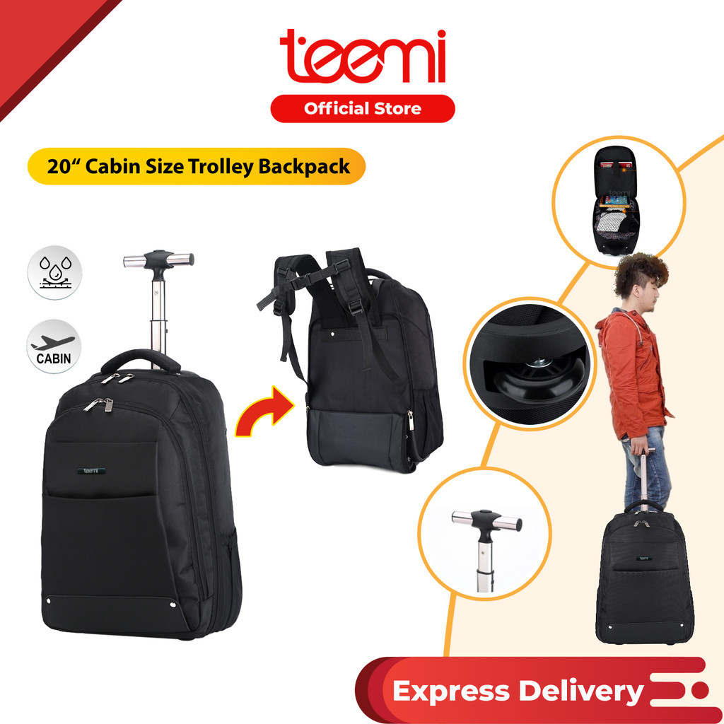 TEEMI Trolley Backpack Cabin Luggage Baggage Two Wheels Suitcase Travel Rolling Water Resistant Carry on Beg Shopee Malaysia