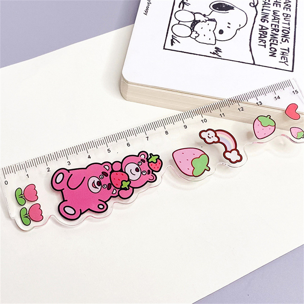 Cartoon Sanrio Acrylic Ruler Cute Strawberry Bear Learning Stationery ...