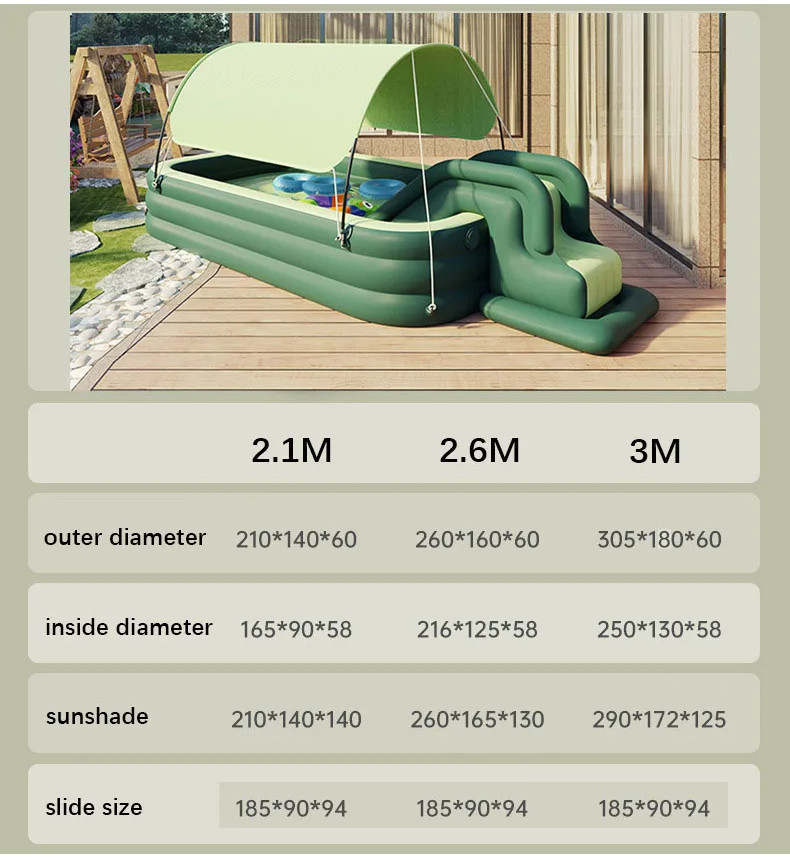 Inflatable Swimming Pool Thick Sunshade Shed Slide Swimming Pool ...