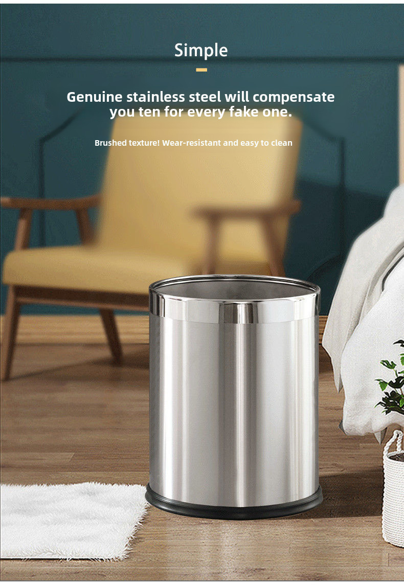 High-end Stainless Steel Trash Can Household Living Room Simple Modern ...