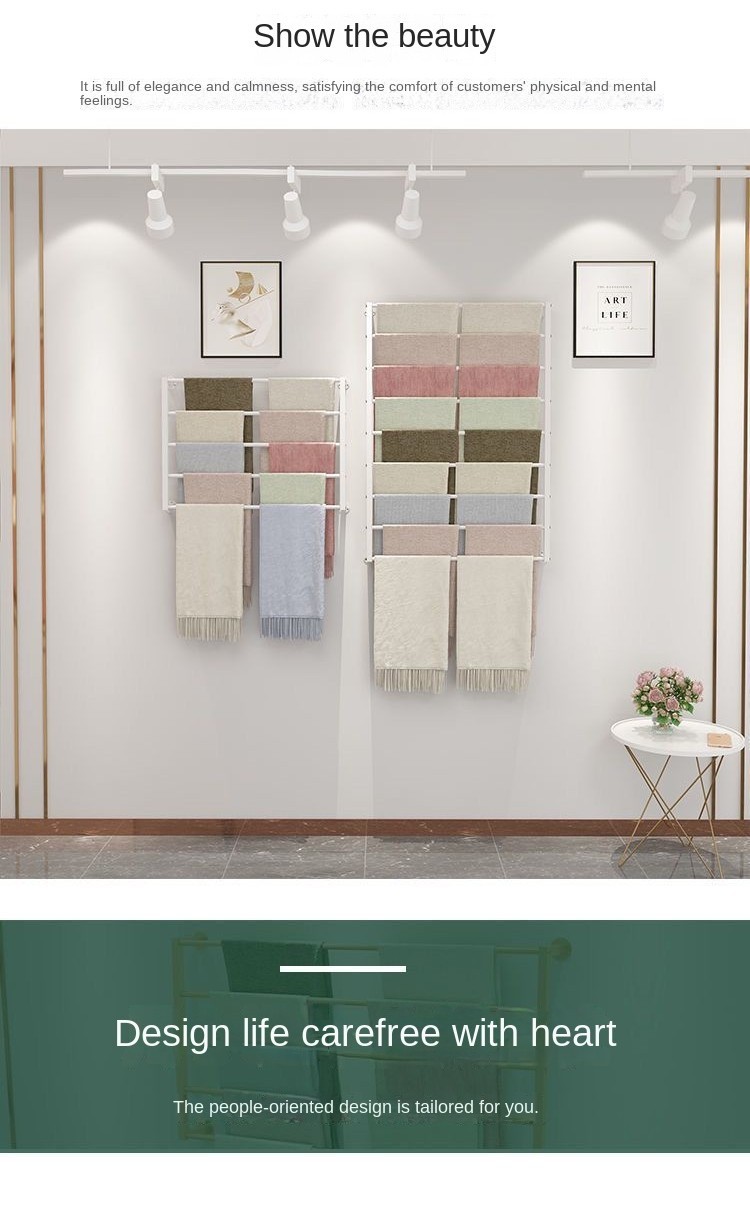 Scarf Display Rack Silk Scarf Shelf Wall Multi-Layer Hanger Shawl ...