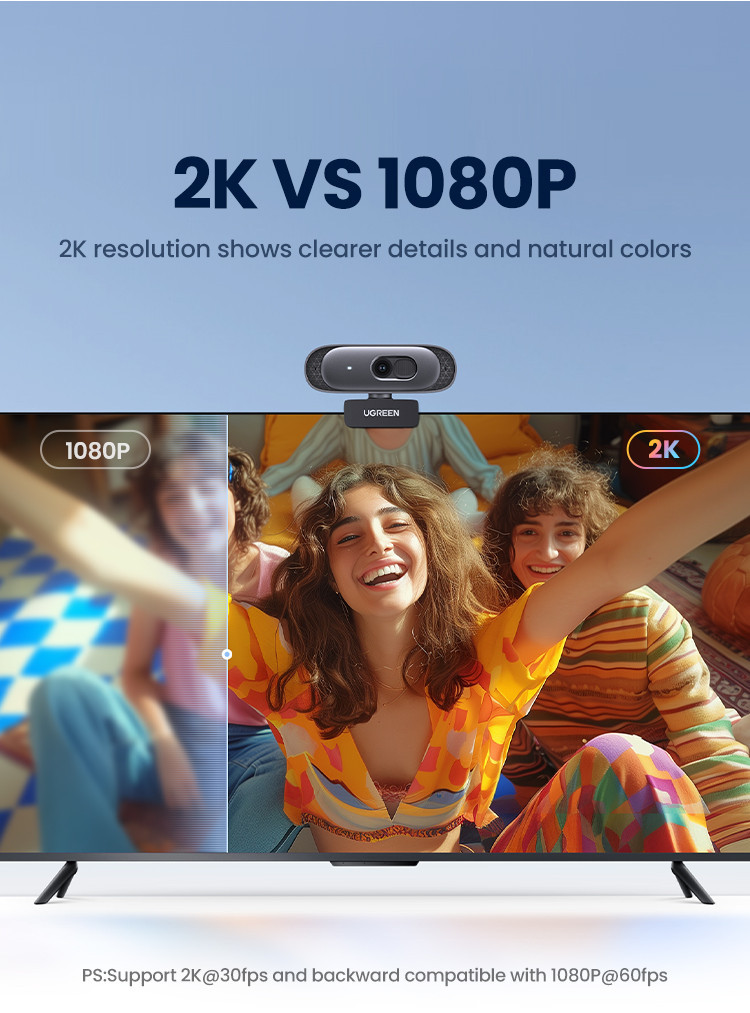 UGREEN 2K HD 1080FHD Webcam Live Stream Camera with Stereo Microphone ...