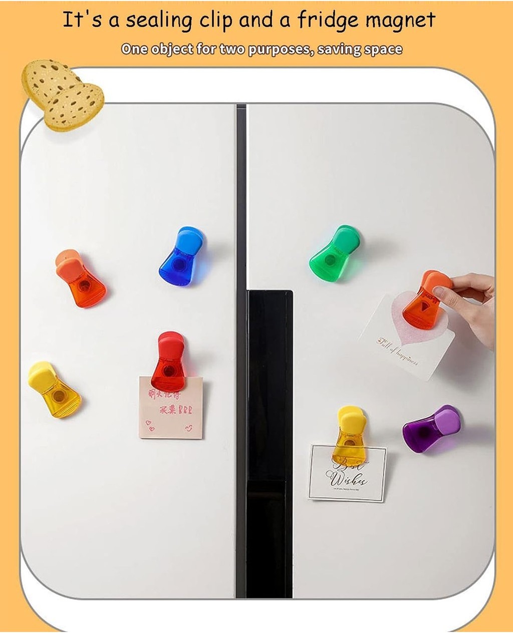 1 PCS Magnetic Sealing Clip Moisture-proof Refrigerator Magnet Note ...