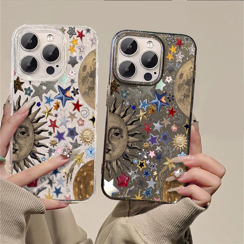 Colorful Stars and Moon Aesthetic Compatible for Iphone 15 16 12 11 14 ...
