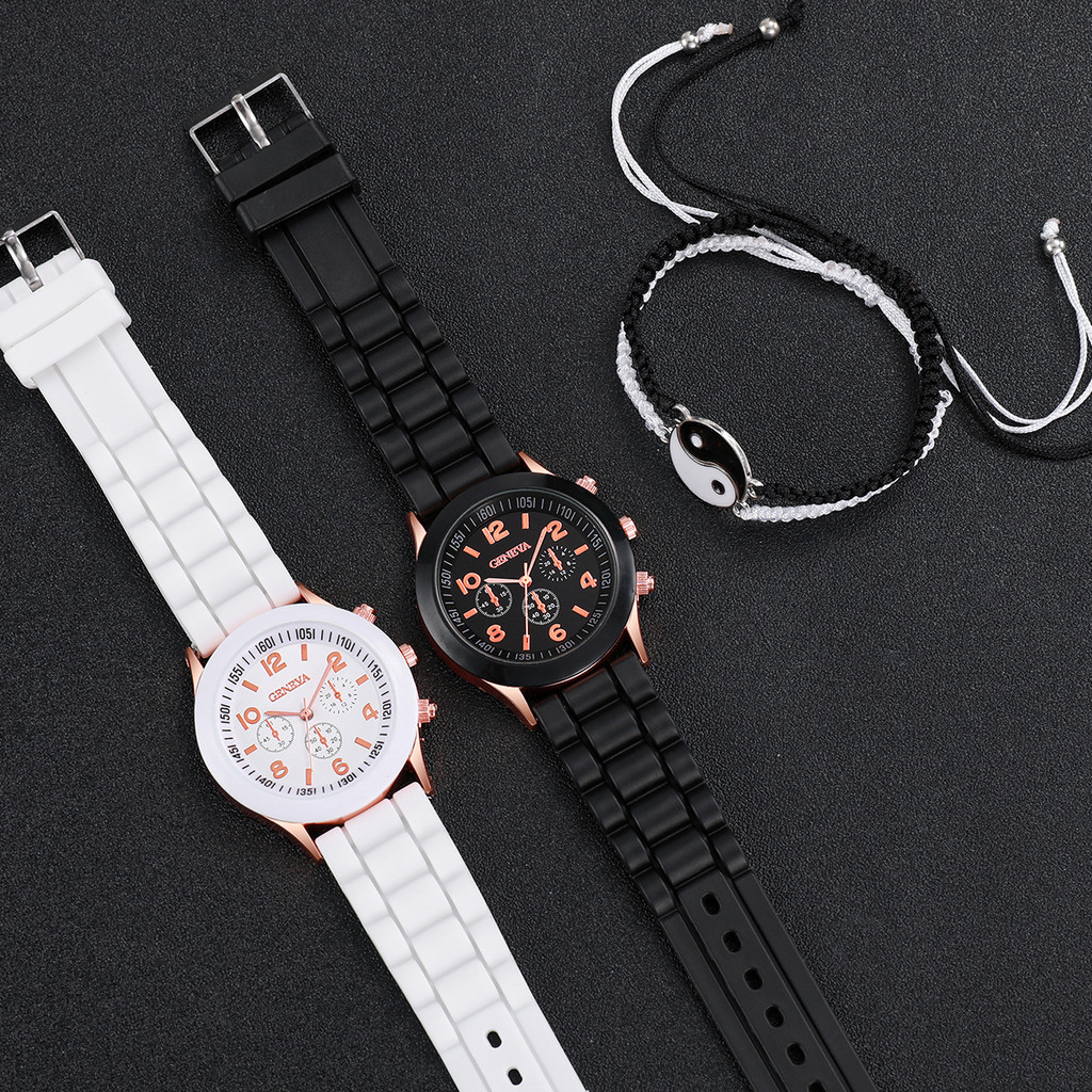 Fashion Couple Watches Silicone Strap Friendship Forever Love Alloy ...