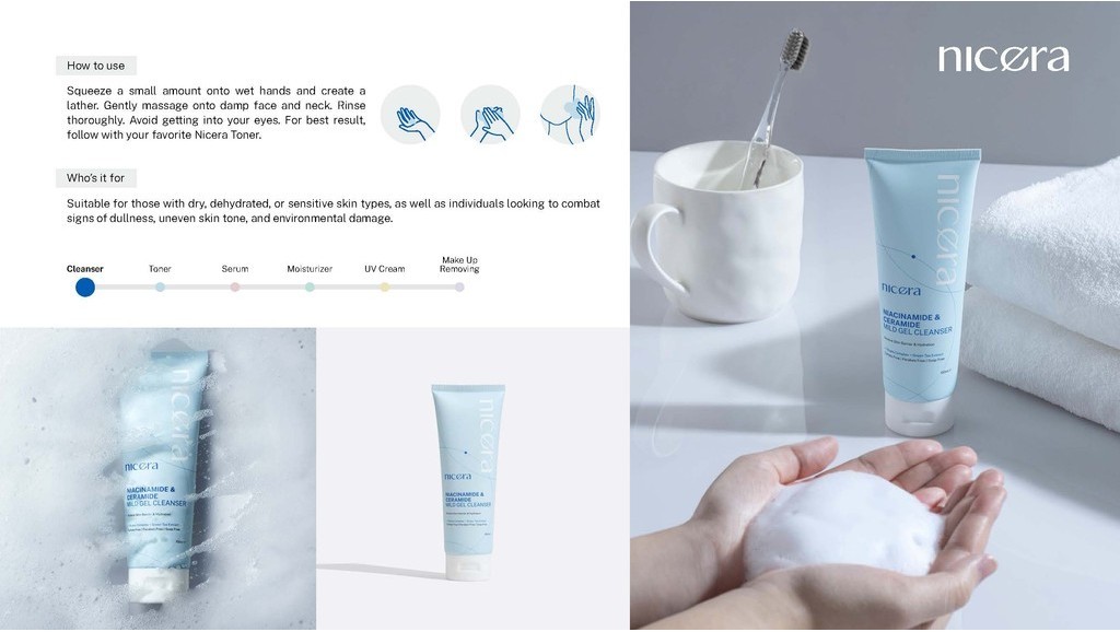 NICERA Niacinamide & Ceramide Mild Gel Cleanser Hydration Restore Skin ...