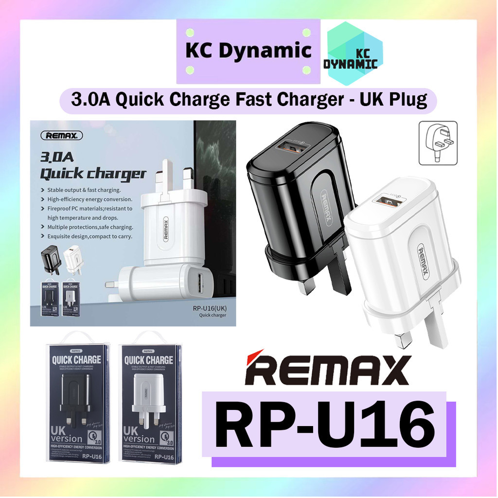 Remax Rp U Charger Quick Charge Qc Wall Charger Uk Plug Original Remax Charger Remax U