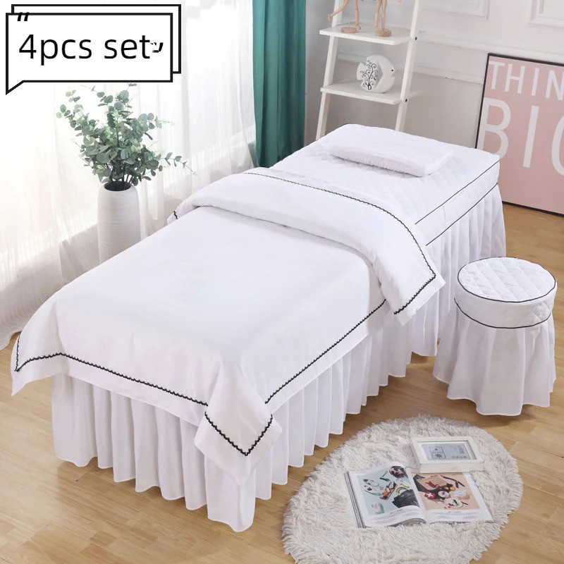 4pcs Club Bedding Massage Bed Cover Spa Thick Bedspread Pillowcase Duvet Couvre Beauty Salon 3192