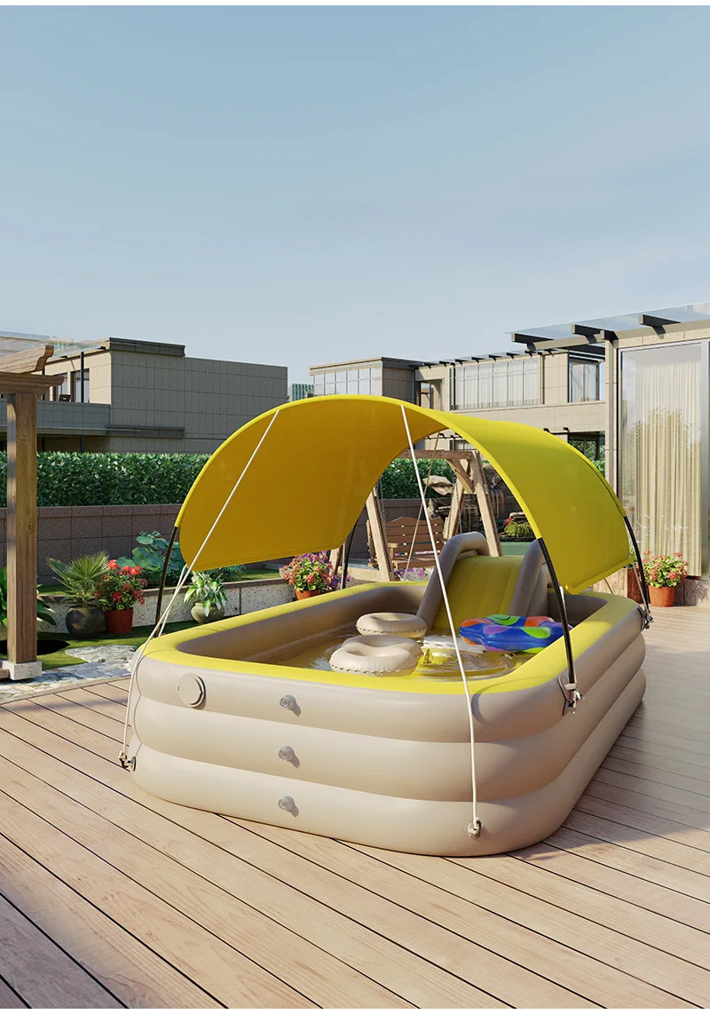 Inflatable Swimming Pool Thick Sunshade Shed Slide Swimming Pool ...