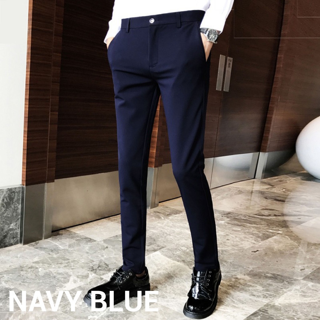 BOSC New Business Pants Men Solid Color Office Social Formal Suit Pants ...