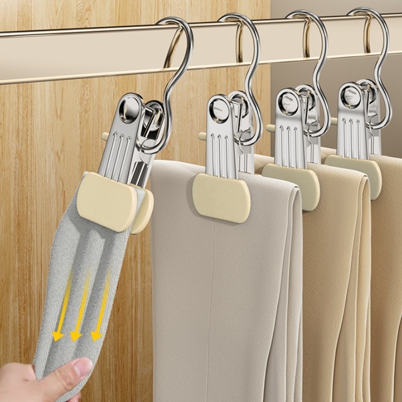 Multifunctional 3-character Clip Single Hook Wardrobe Storage Pants ...