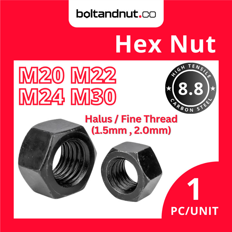 [Fine Thread] Hex Nut DIN934 | Grade 8.8 High Tensile Carbon Steel ...