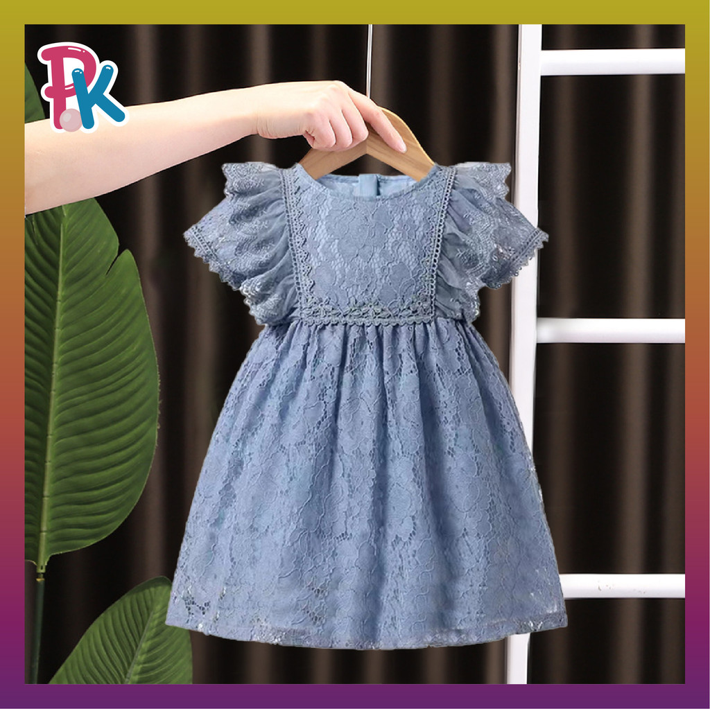 design dress budak 2-5±Yrs] Gaun Budak Perempuan Kids Dress Girl Comfy Soft Cotton Lace Floral  Korean Designs