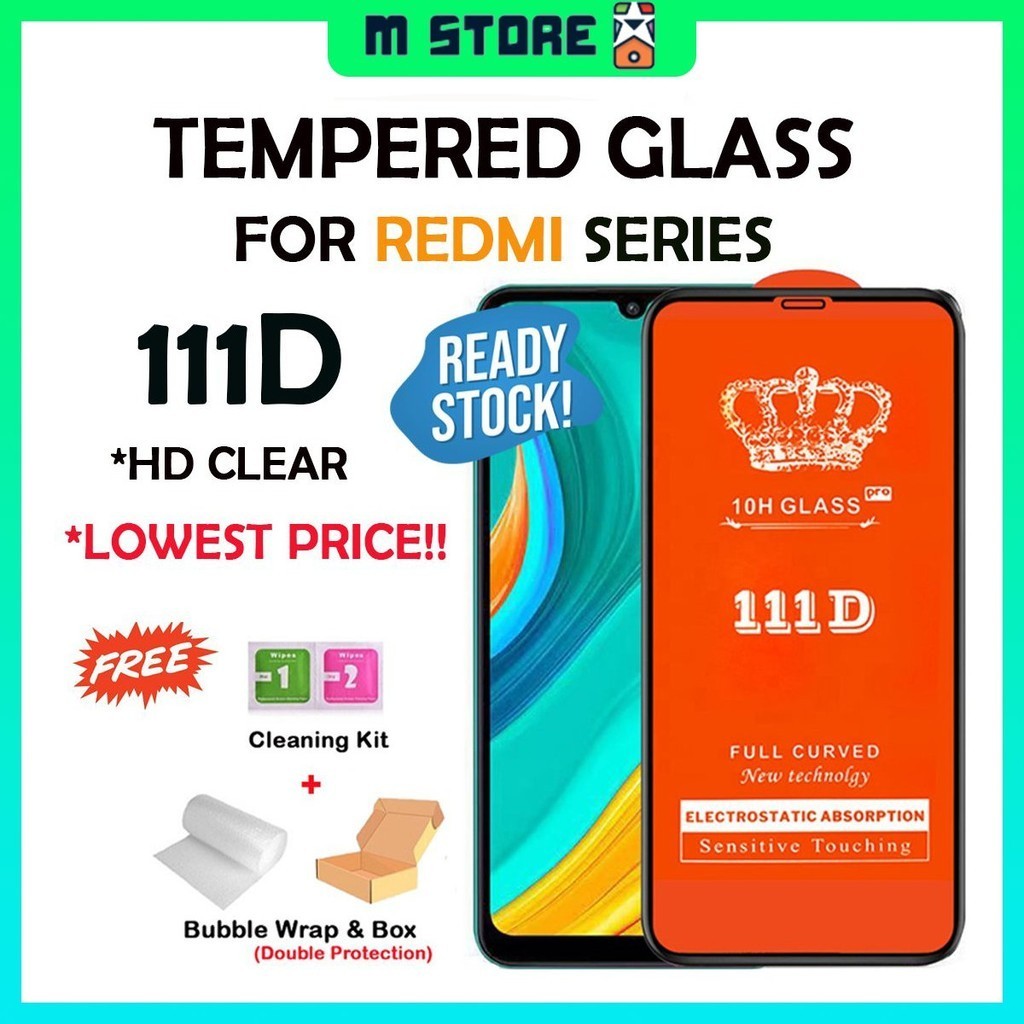 Redmi 6A 7A Note Pro Pro 9S Pro Mi 10T 10T Pro 11 Lite Poco M3  X3 Pro 111D Tempered Glass Screen Protector