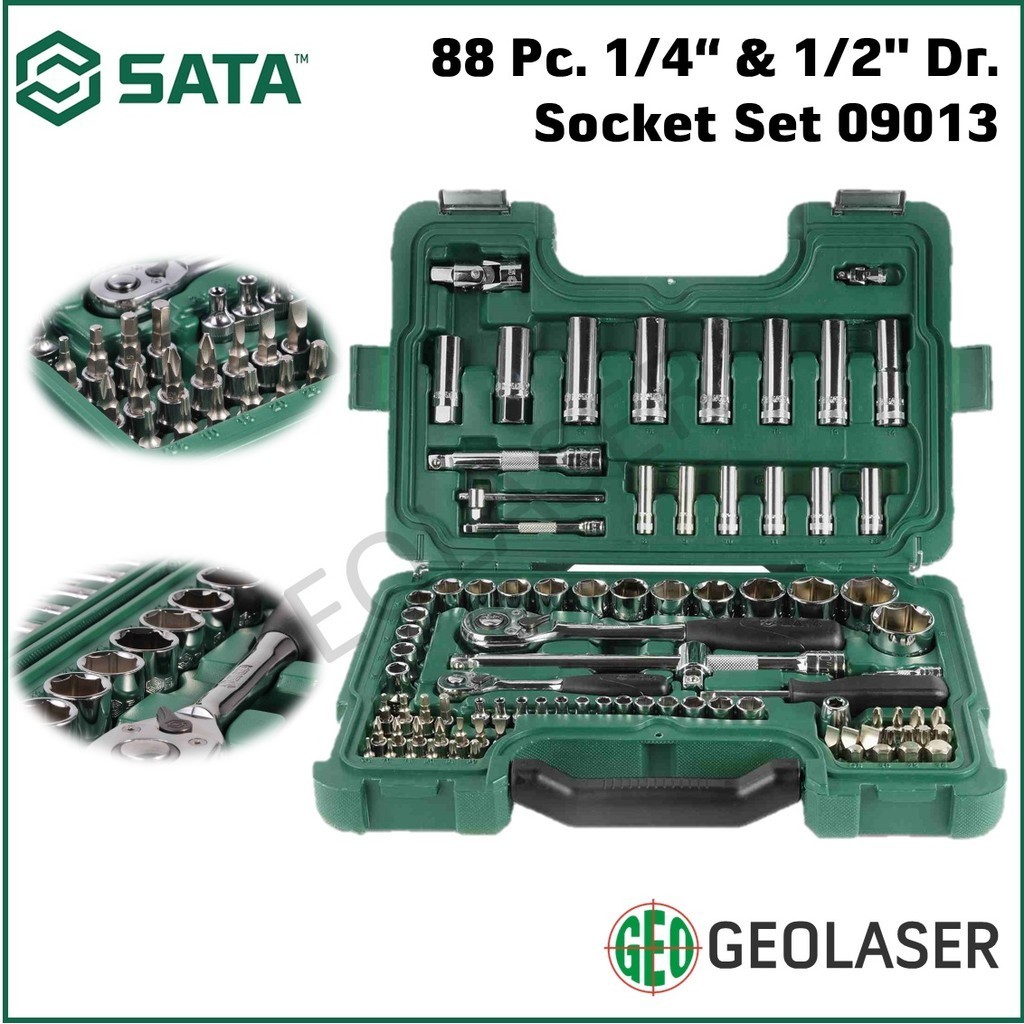 SATA 09013 88pcs 1/4” & 1/2" Dr. Socket Set (Metric) | Shopee Malaysia