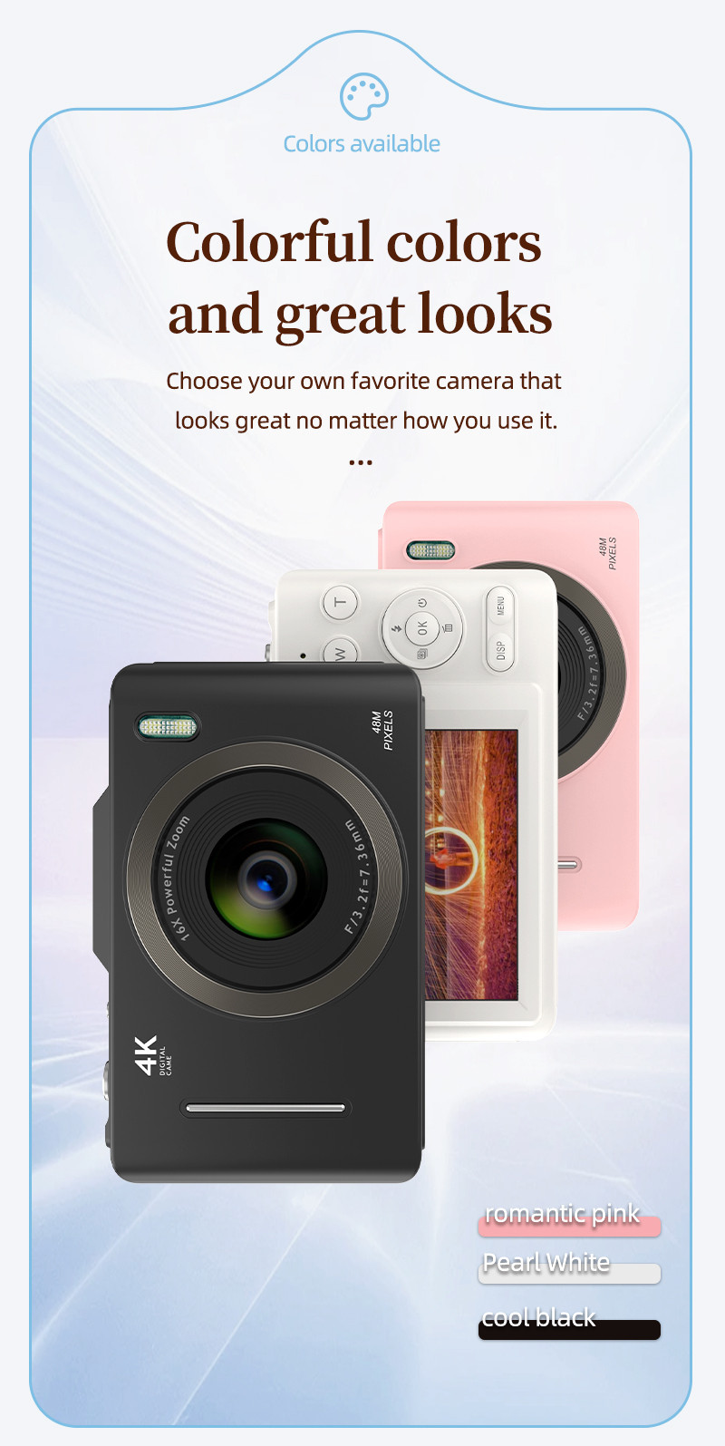 48MP 4K Digital Camera with 16x Zoom & Anti-Shake | 2.8" IPS Screen | 3 ...