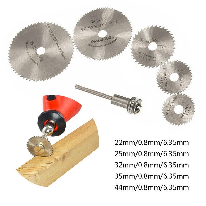 [HME] 6pcs 22-44mm Mini HSS Circular Saw Cutter Rotary Tool for Wood ...