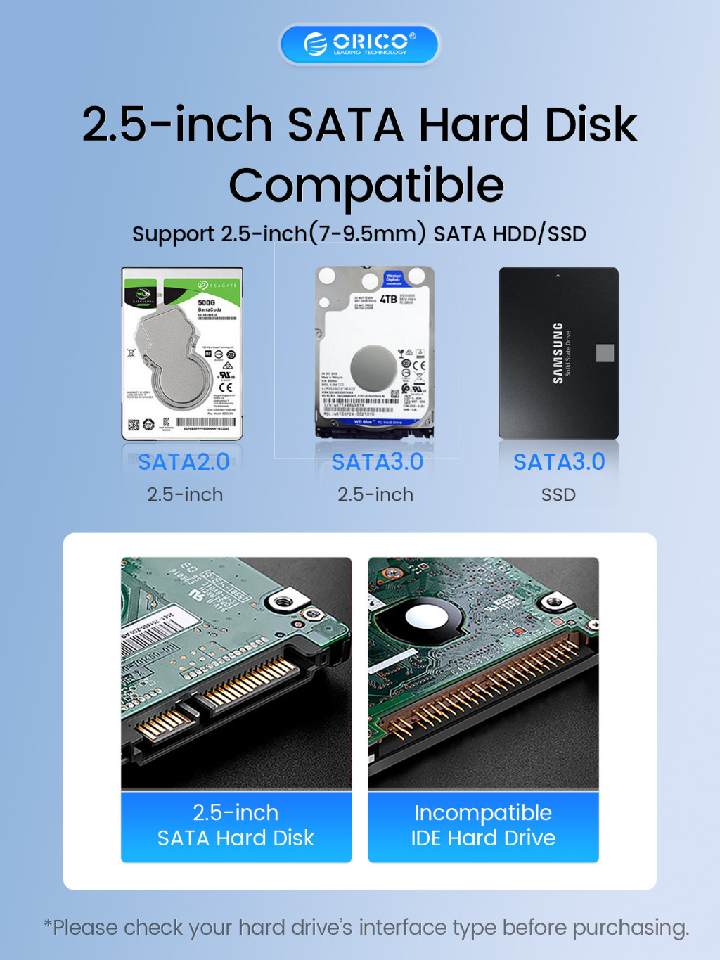 ORICO hdd Enclosure SATA to USB Type C External Hard Disk