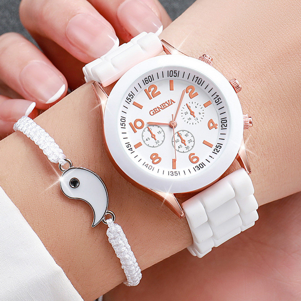 Fashion Couple Watches Silicone Strap Friendship Forever Love Alloy ...