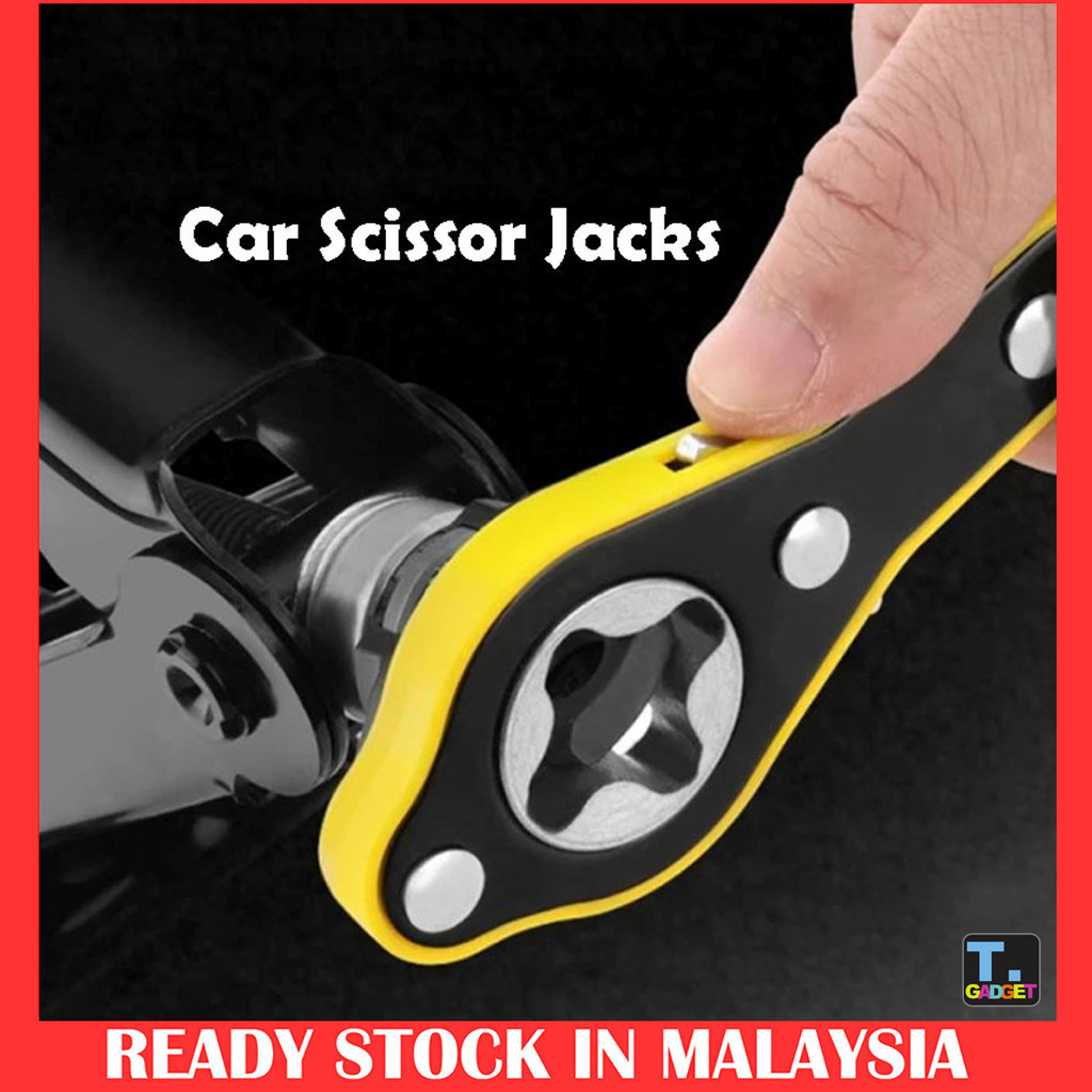 2 Way Car Scissor Jack Ratchet Garage Wheel Tire Lug Handle Repair Tool ...