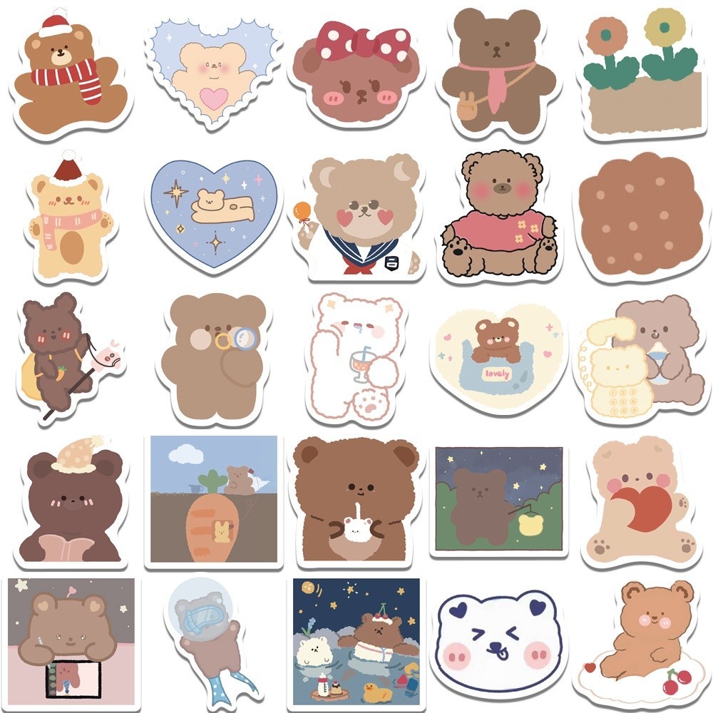 100pcs/Pack Cute Korean Bear Stickers Gifts for Girls Kids and Teens ...