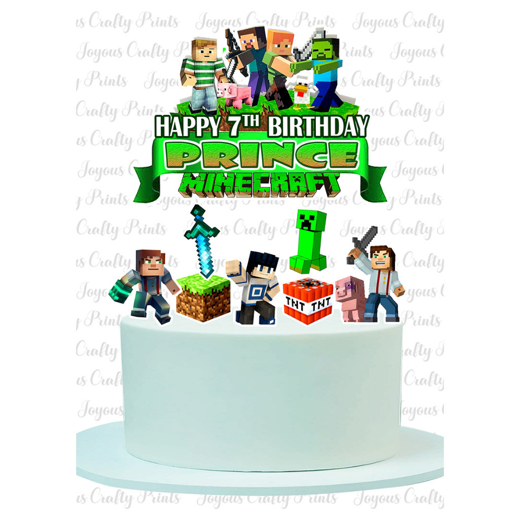 MINECRAFT CAKE TOPPER PERSONALIZED WITH NAME AND AGE | Shopee Malaysia