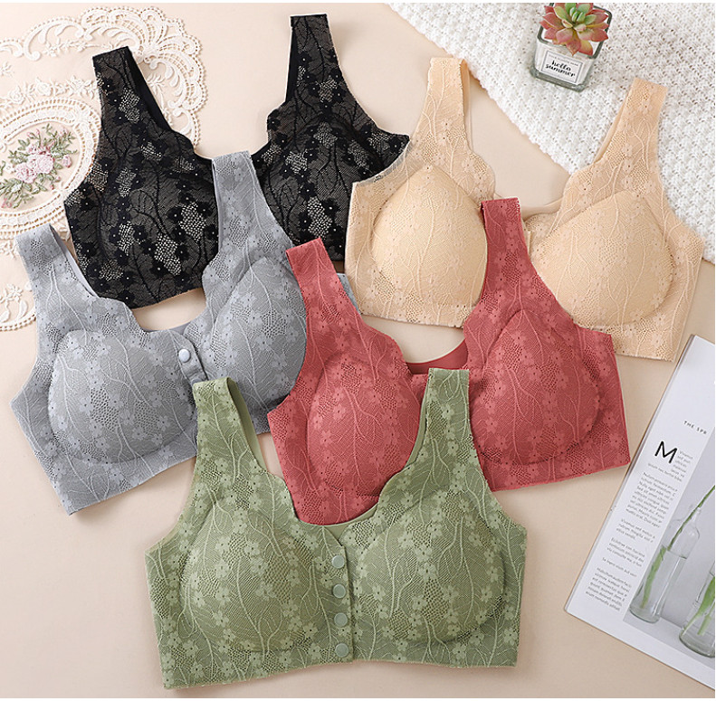 FINETOO Front Button Bra Seamless Bra Ultra Light Breathable Push Up ...