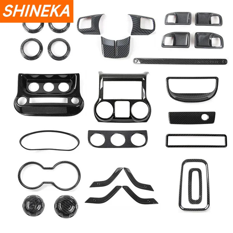 Carbon Fiber Grain Dash Trim & Steering Wheel Cover Kit For Ford F-150 2015-2020 (4 Piece Set, ABS Plastic)