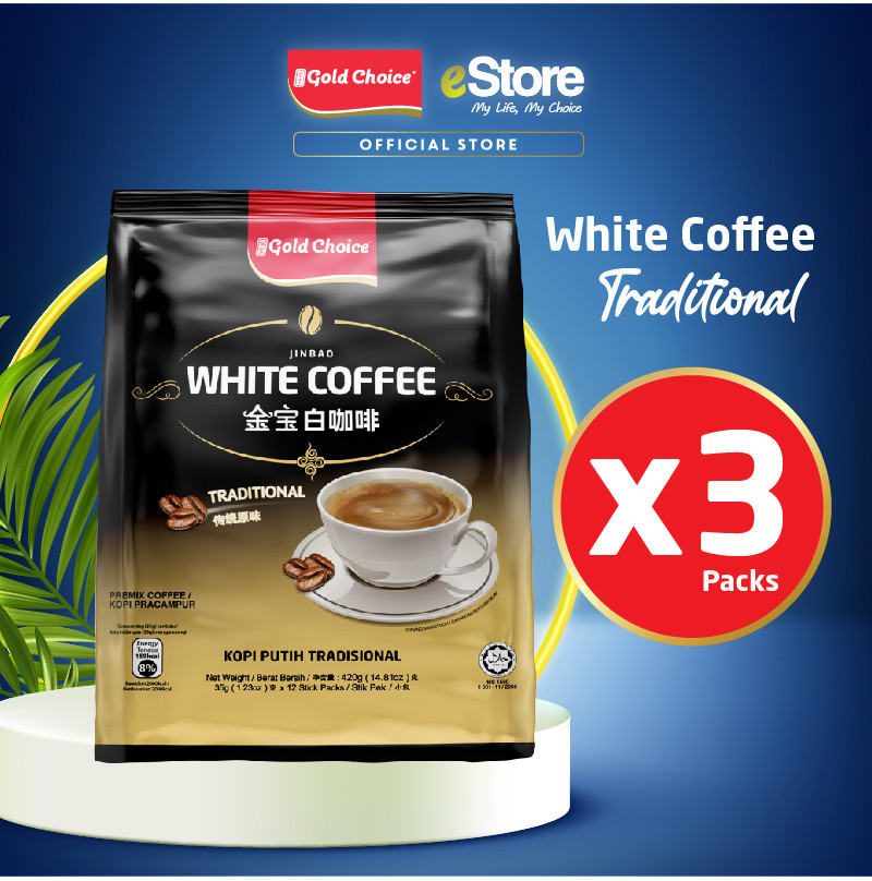 GOLD CHOICE JINBAO White Coffee Traditional - (35g X 12'S) X 3 Packs ...
