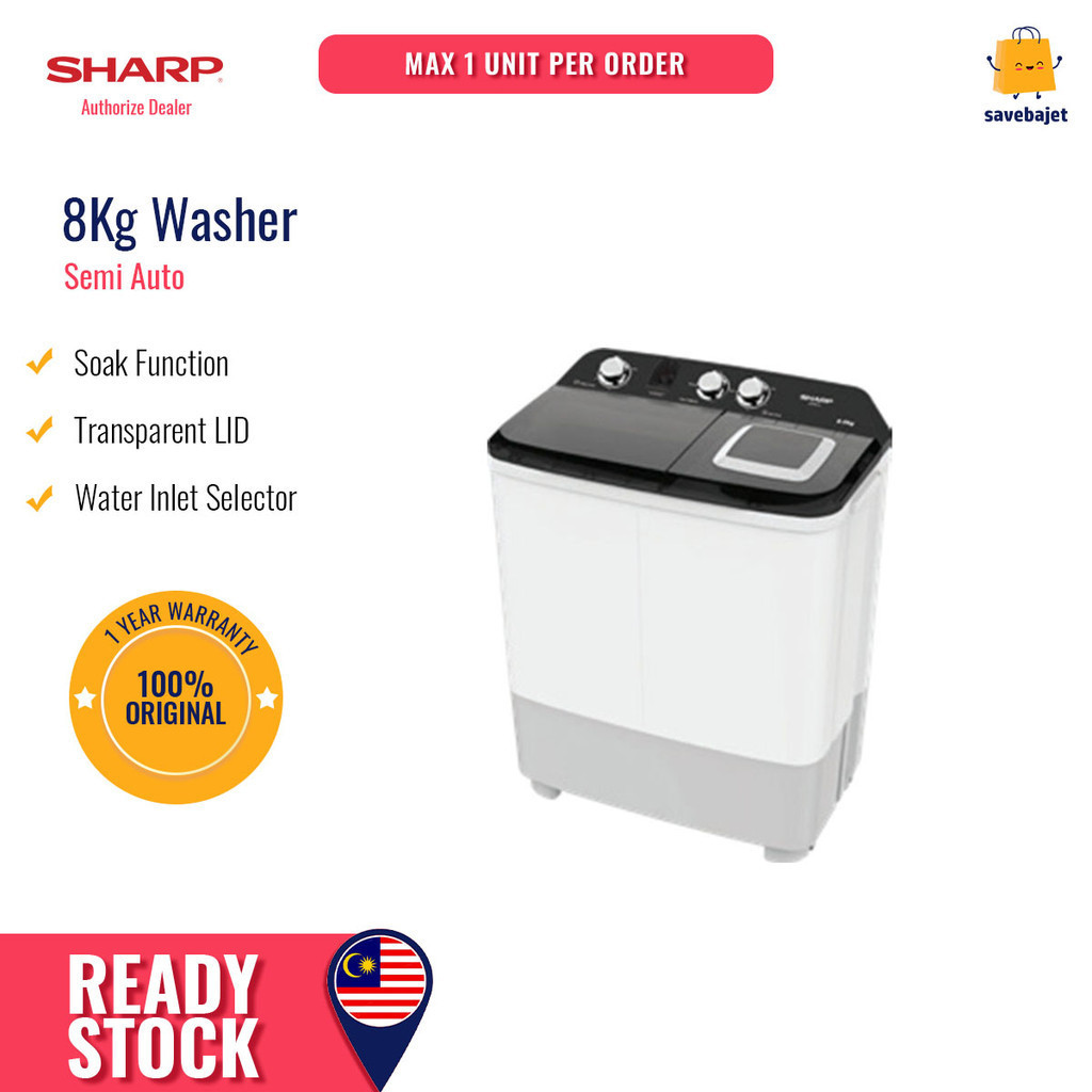 SHARP Semi Auto Washing Machine Washer (8kg) ESTP8016 | Shopee Malaysia