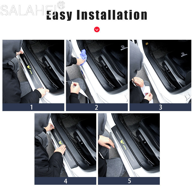 4Pcs Carbon Fiber Car Door Threshold Stickers Sill Scuff Plate Protector Sticker For Honda Accord Capa City Civic Cr X Cr V Cr Z Hr V Jazz Passport Horizon Jade H Rv Ch R I2934060204 - View #7