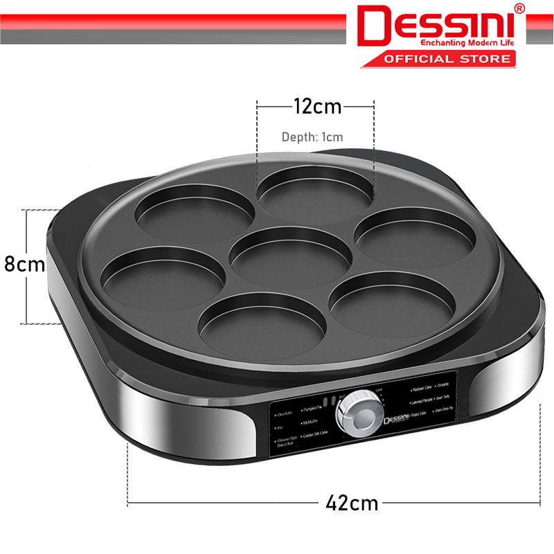 DESSINI ITALY 7 Holes Electric Pancake Crepe Maker Burger Toaster ...
