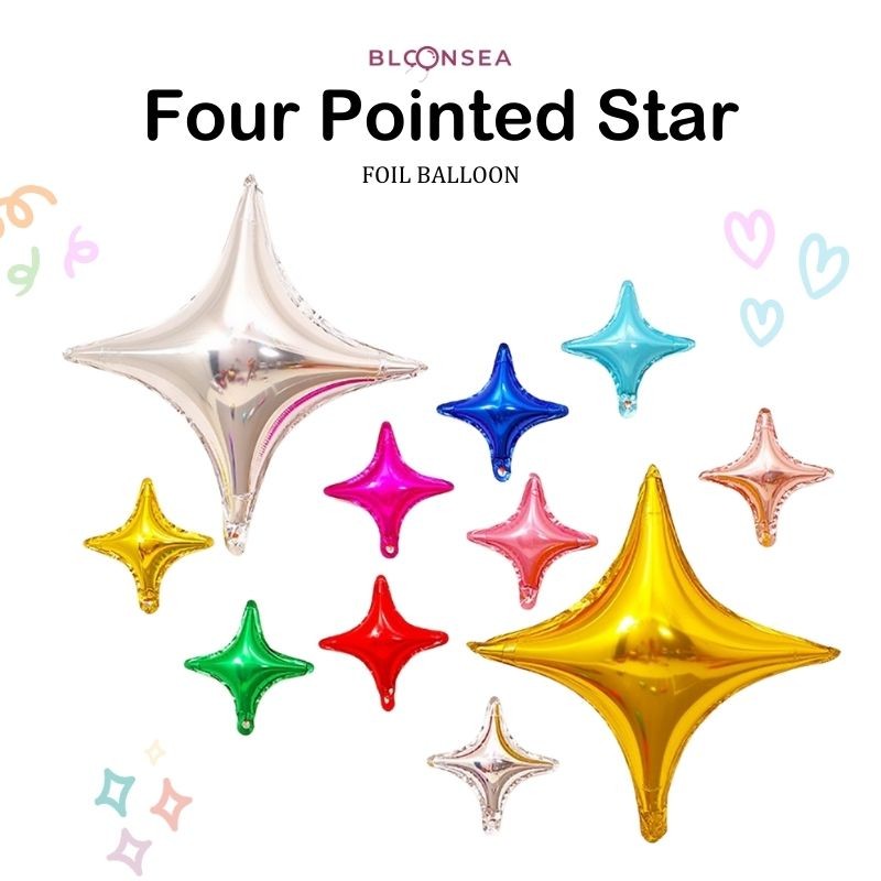 10/26/40 Inch Four Pointed Star Balloon Aluminum Bintang Belon Raya Diy ...