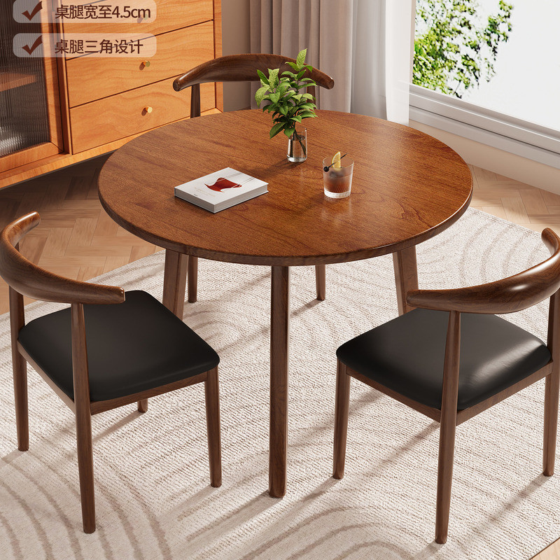 Solid Wood Dining Table Small Household Unit Round Table Rental Room ...