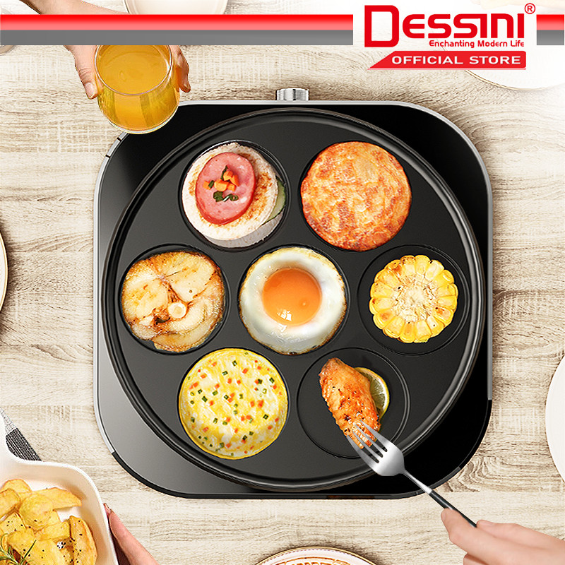 DESSINI ITALY 7 Holes Electric Pancake Crepe Maker Burger Toaster ...
