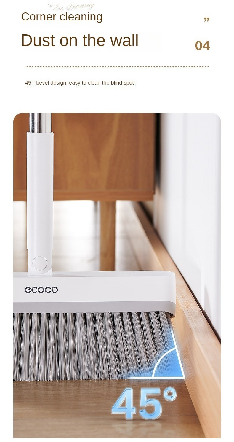 LODER ECOCO Foldable Broom Dustpan Set Rotating Long Handle Floor Hair ...