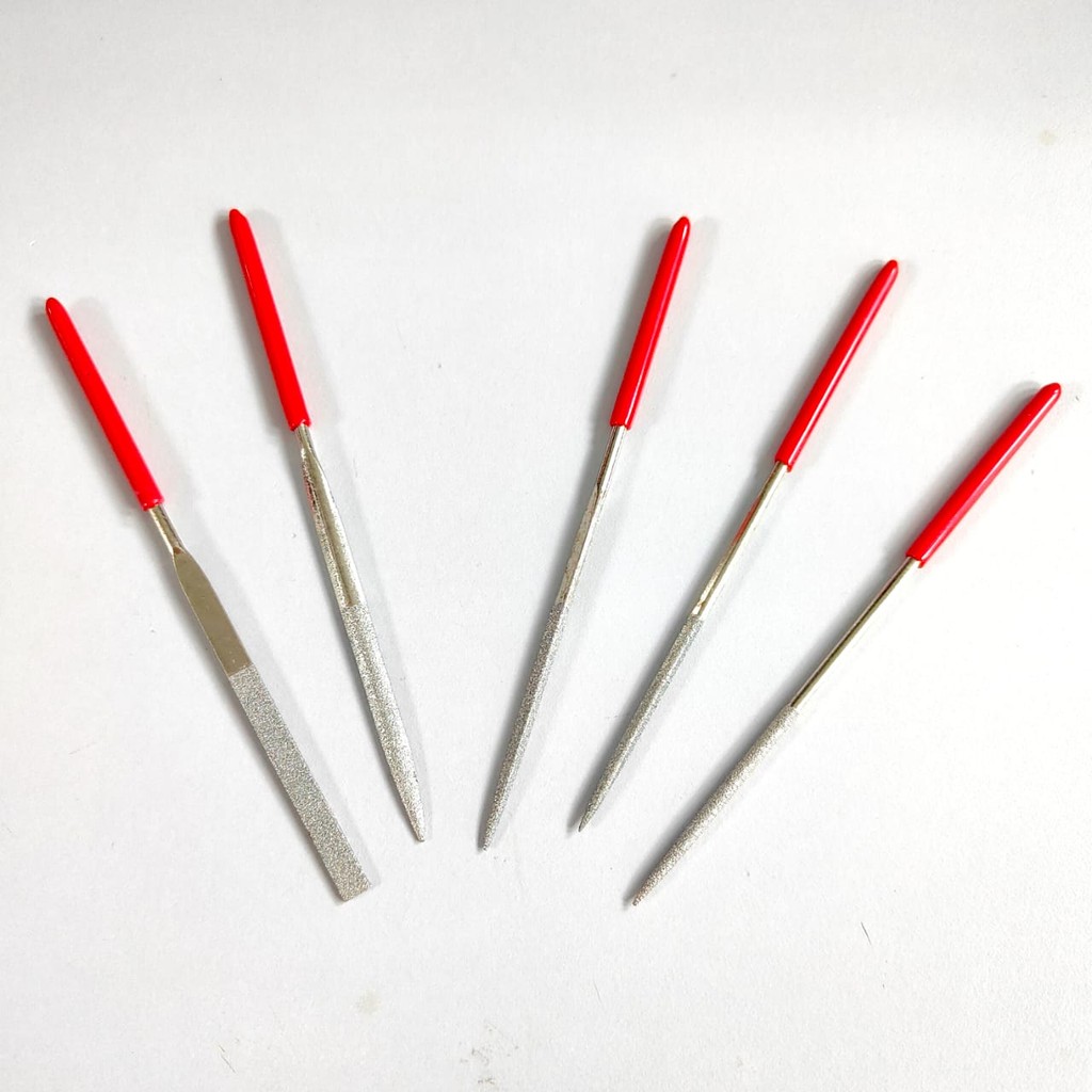 5PCS Set Diamond Files 140x3mm Flat Triangle Round File Diamond Needle ...
