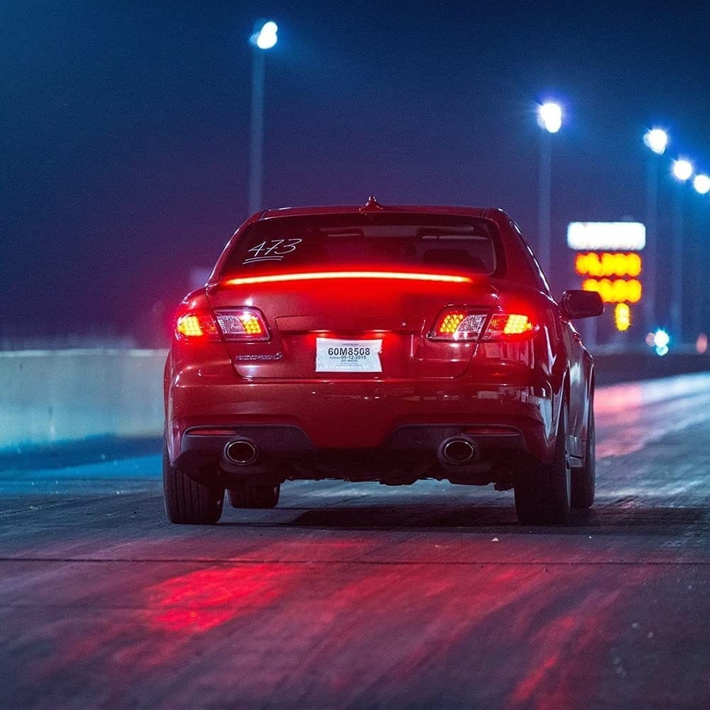 120cm LED Spoilers Car Brake Lights Strip Carbon Rear Wing Lips Kit 1 ...