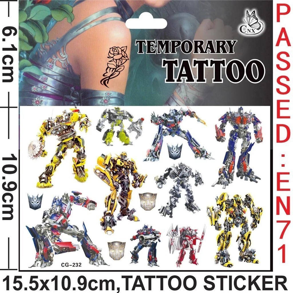 Transformation Tattoo Stickers Waterproof Transformer Sticker Funny ...