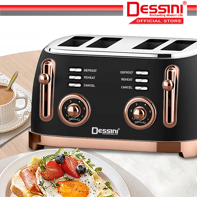 DESSINI ITALY 4 Slide Double Sided Electric Bread Toaster Sandwich ...