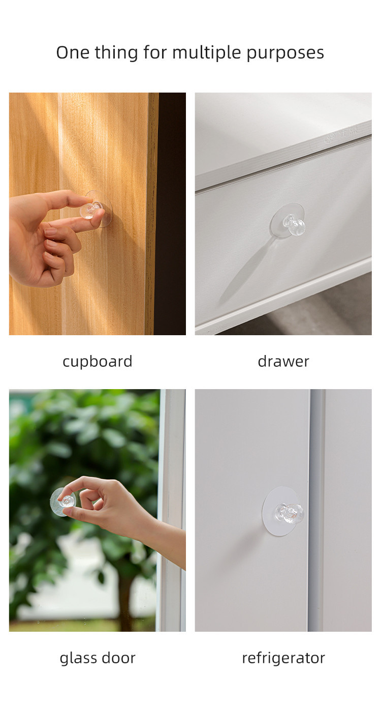 2 Pcs Crystal Hook Handle Knobs Acrylic Invisible Punch-free Cabinet ...