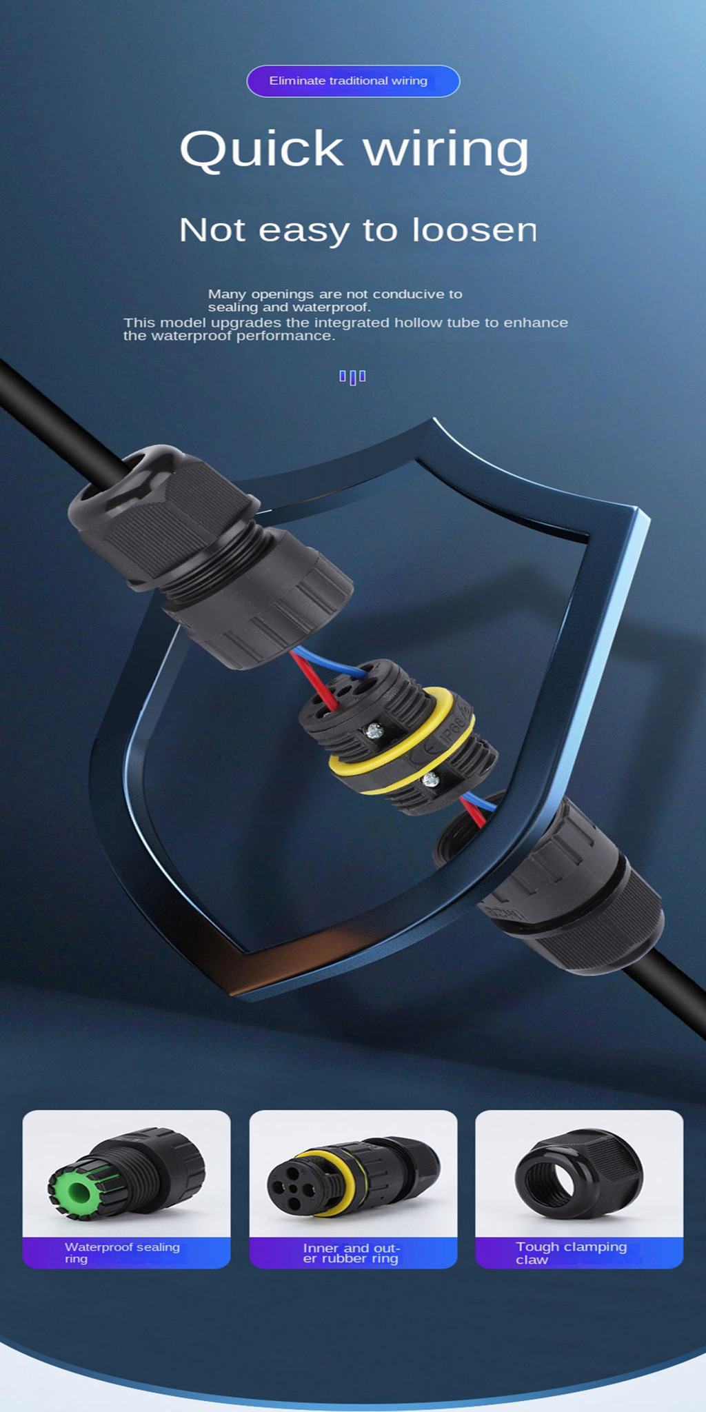 Waterproof Cable Connector IP68 Electrical Quick connecting terminal ...