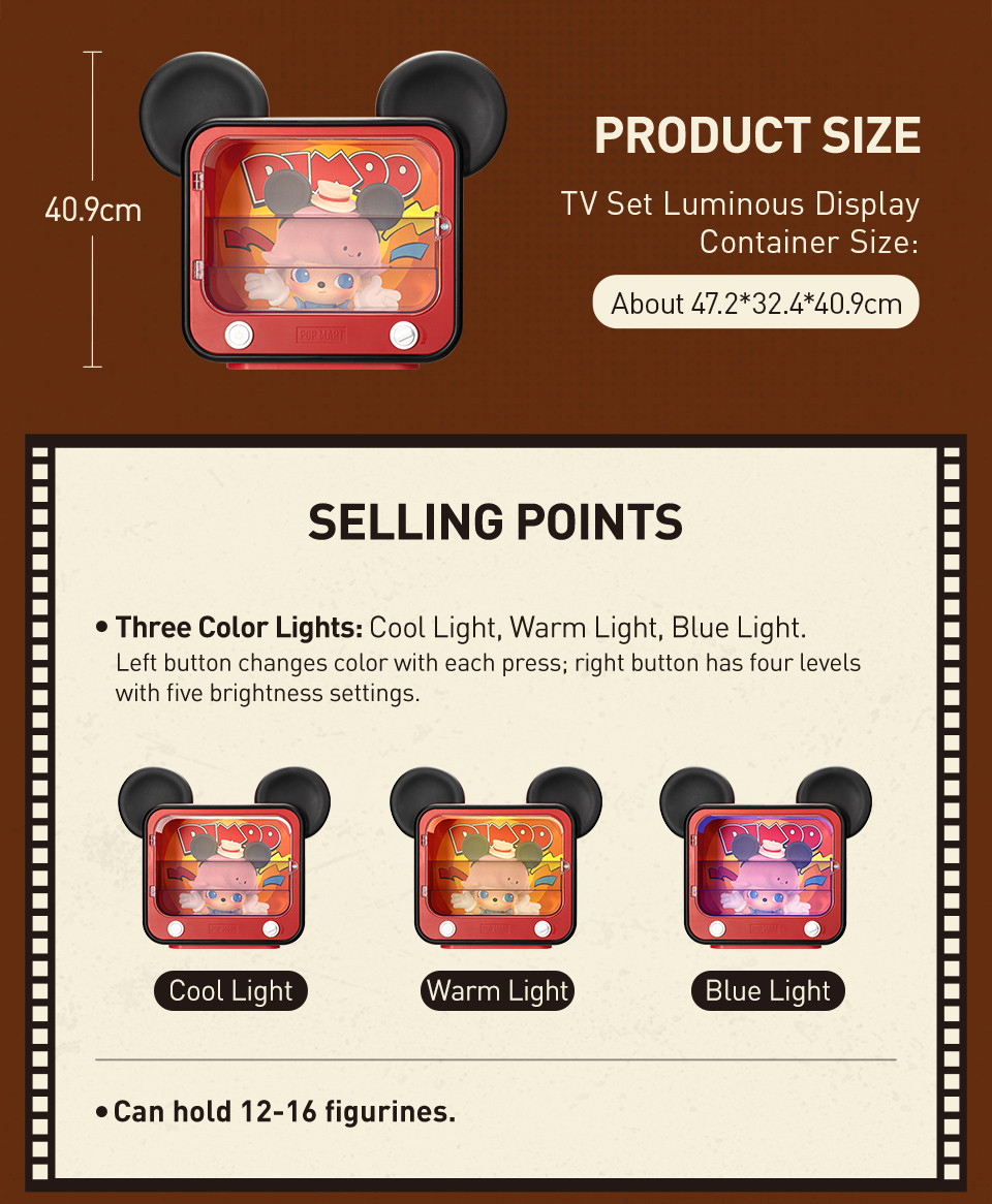 POP MART DIMOO WORLD X DISNEY Series-TV Set Luminous Display Container ...