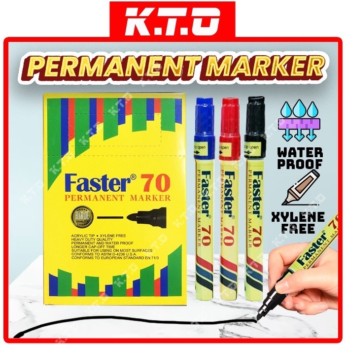 12pcs / Box Faster 70 Permanent Marker Pen / Pen Penanda / 记号笔 | Shopee ...