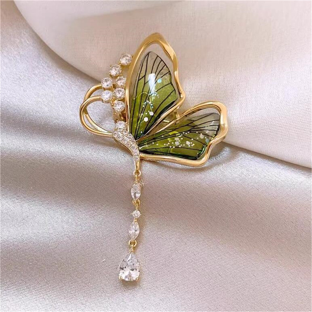 Ready Stock 1 PC Cute Butterfly Brooch Creative Design Droplet Shaped ...