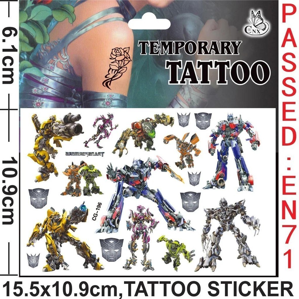 Transformation Tattoo Stickers Waterproof Transformer Sticker Funny ...