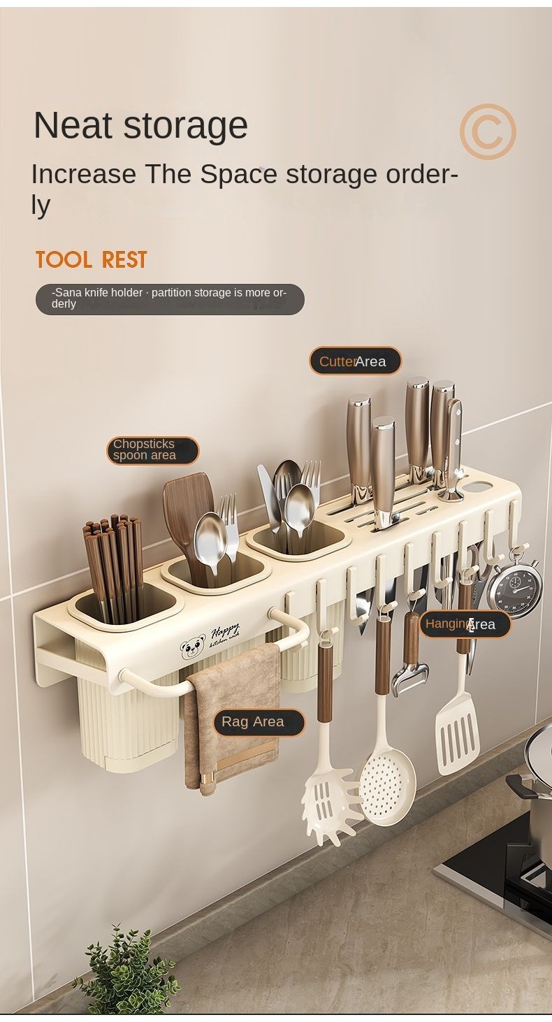 Kitchen Knife Rack Multifunctional Perforated Knife Rack Storage Rack ...
