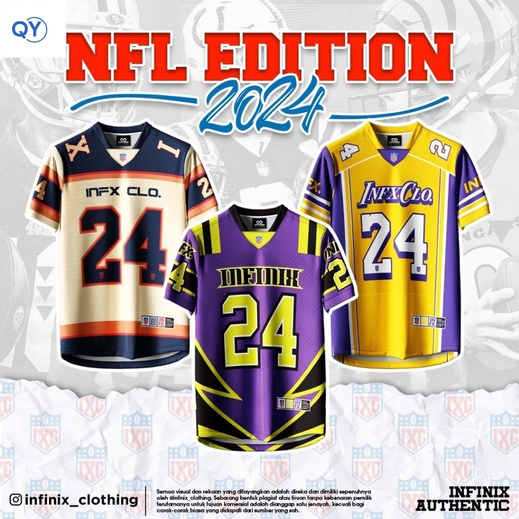 QY CLOTHING® LYCRA 280 GSM Oversized NFL Streetwear Jersey - EDISI NFL ...