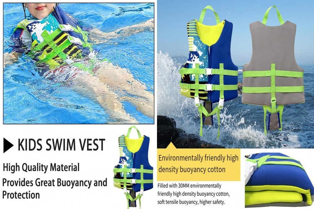 Waterproof Swim Vest Float Jacket Adjustable Kids Swim Vest With Safety 