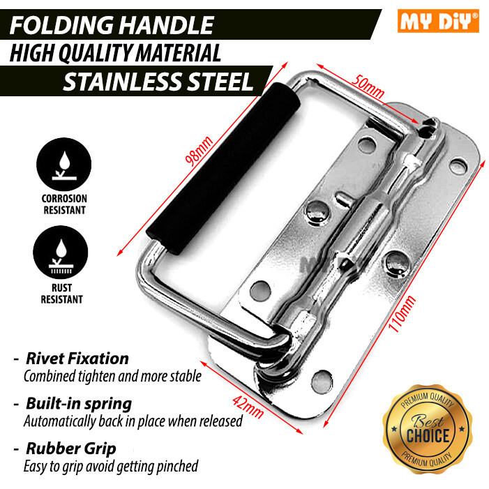 MYDIYHOMEDEPOT - STAINLESS STEEL METAL FOLDING HANDLE RUBBER GRIP ...